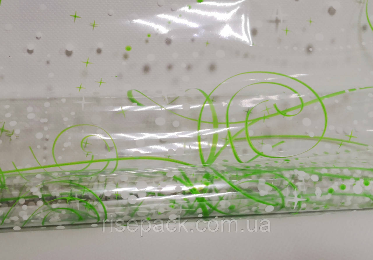 Плівка для упаковки подарунків "вензелі" зелений-білі рулон 0,6х20 м - фото 3 - id-p898566730