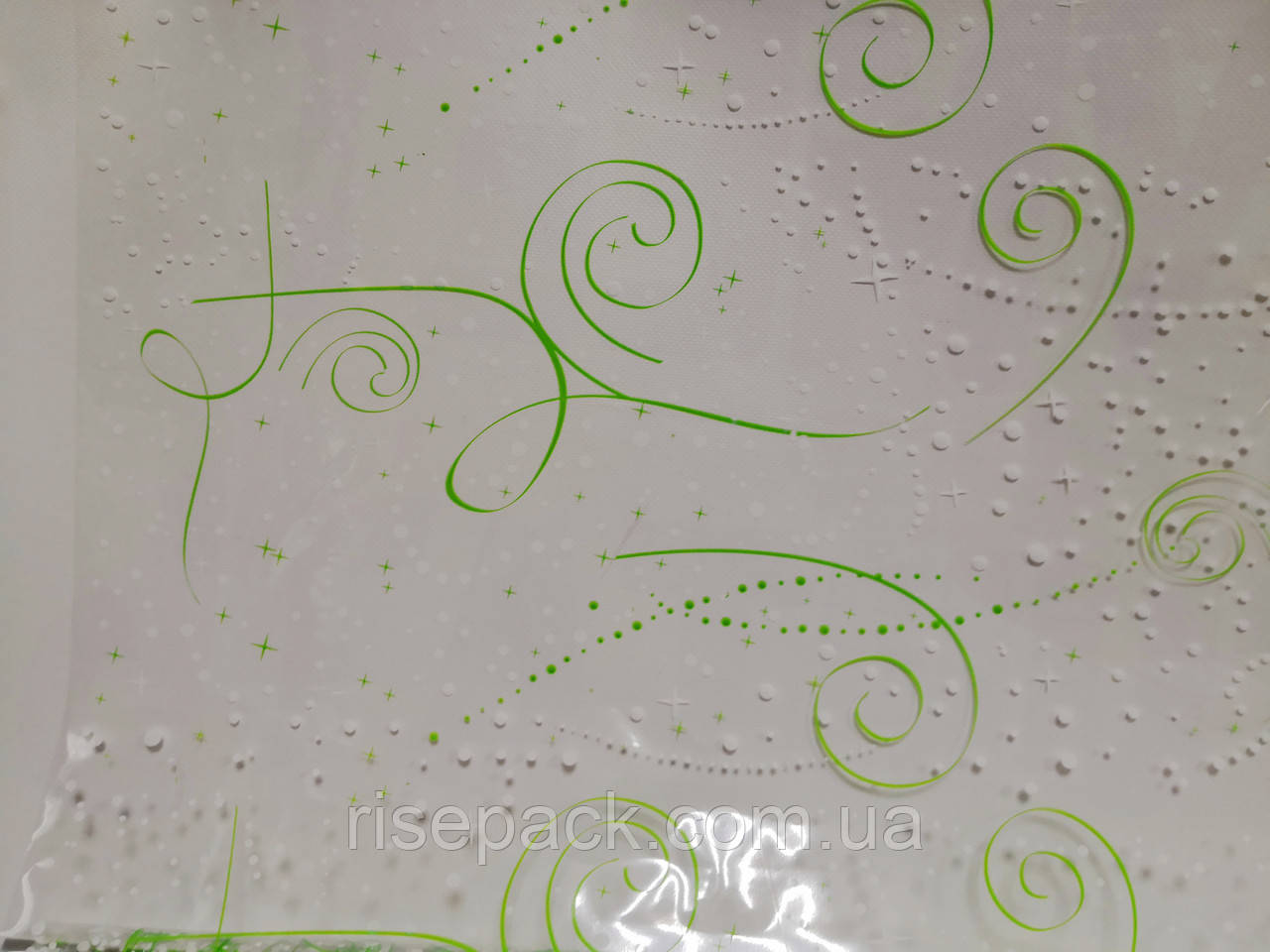 Плівка для упаковки подарунків "вензелі" зелений-білі рулон 0,6х20 м - фото 2 - id-p898566730