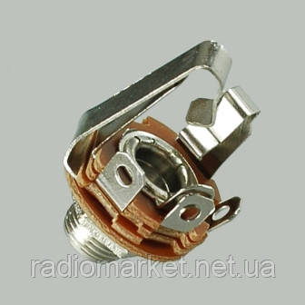 Гніздо 6,35 мм стерео, монтажне, корпус металевий, фото 1