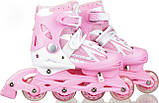 Роликові ковзани ролики розсувні дитячі Master Sport рожеві 30-34, 35-39, 38-42, фото 2