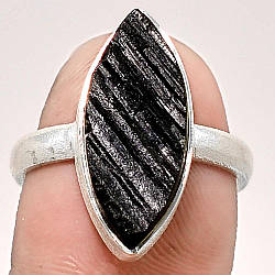 Шерл черный турмалин, серебро 925, кольцо, 1513КЦШ