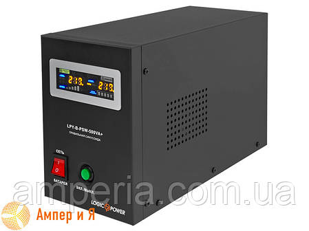 ДБЖ LogicPower LPY-B-PSW-500VA+ (350 Вт) 5A/10A з правильною синусоїдою 12 В, фото 1