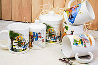 Керамический чайный набор на подарок из чашек, сахарницы и емкости для джема.