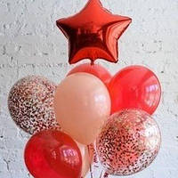 Букетик з кульок в червоних тонах