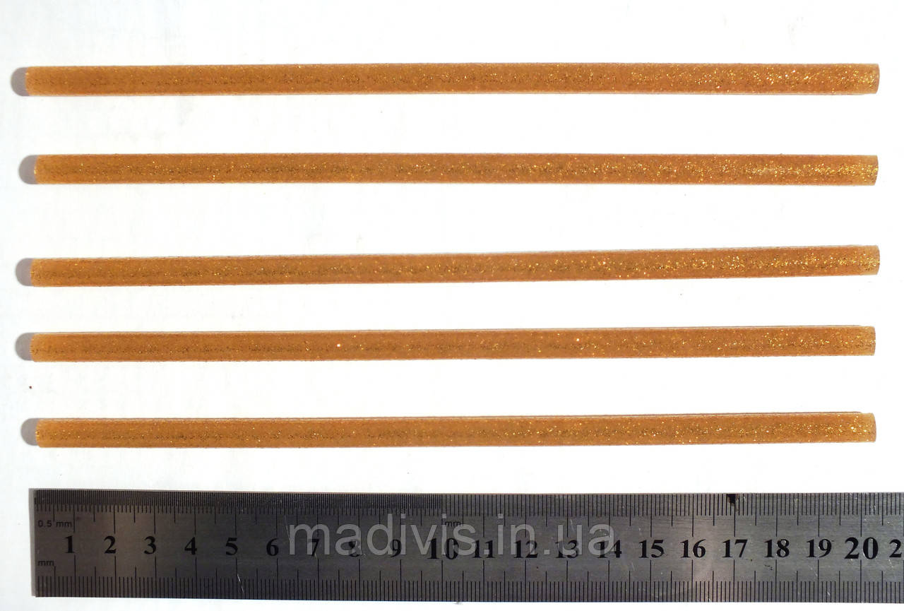 Стрижень клейовий із золотими блискітками, 7 мм. х 200 мм., фото 1
