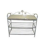 Кована підставка для взуття (банкетка) 1.1/65 см біла/бронза