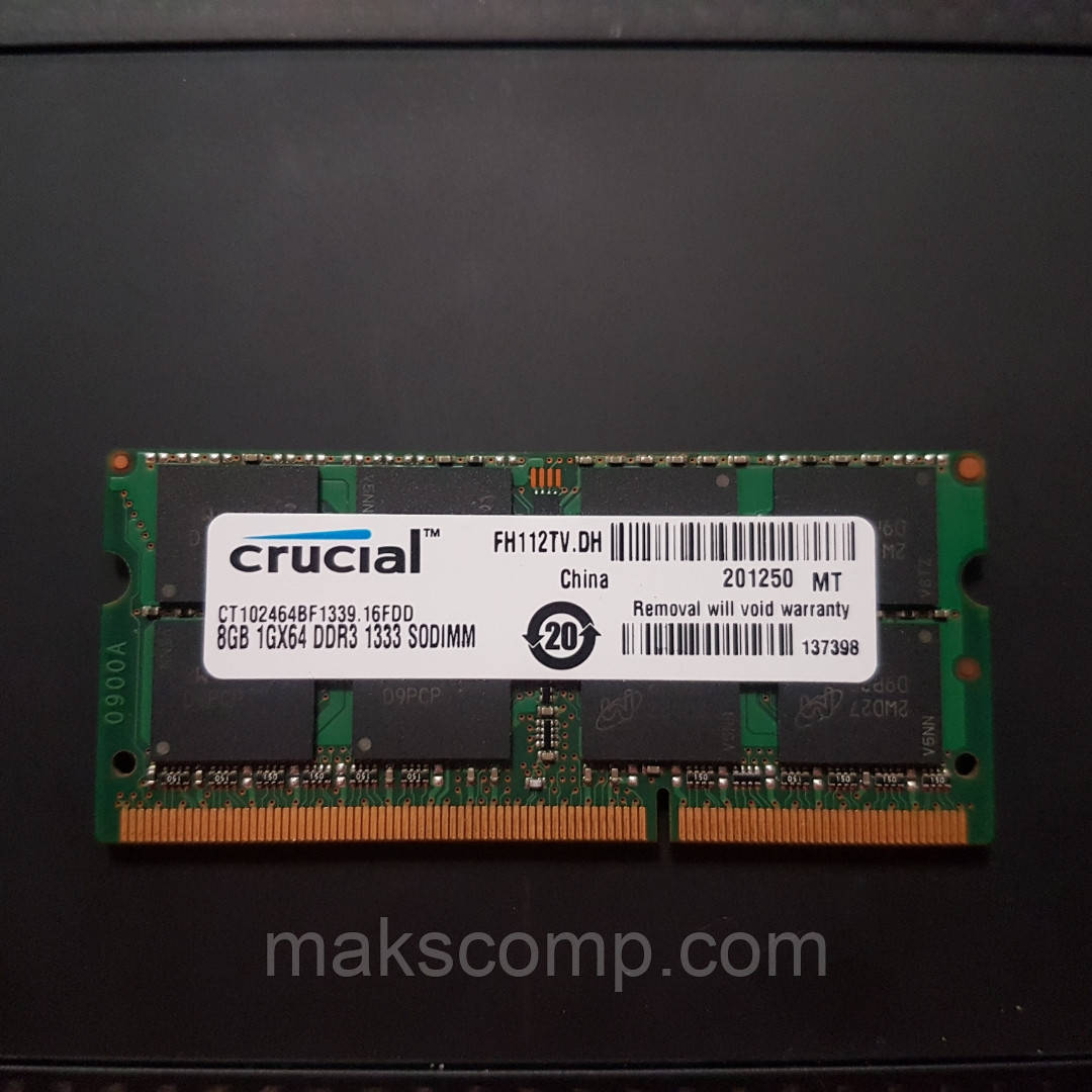 Пам'ять Crucial 8Gb So-DIMM PC3-10600S DDR3-1333 1.35-1.5 v