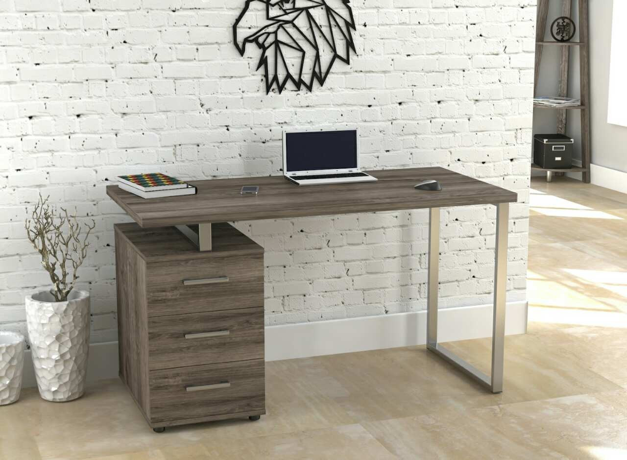 Комп'ютерно-письмовий стіл Loft-design L-27-MAX 135х65х75 см хром з тумбою дуб-палена