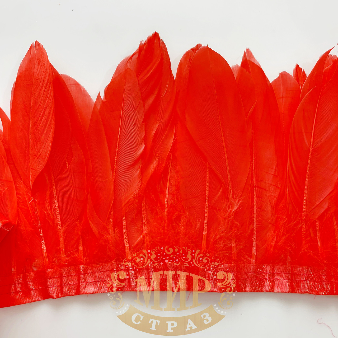 Тесьма перьевая из гусиных перьев, цвет Coral, цена за 0.5м - фото 2 - id-p899030771