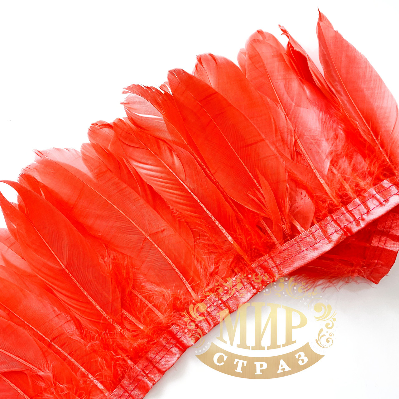 Тесьма перьевая из гусиных перьев, цвет Coral, цена за 0.5м - фото 1 - id-p899030771