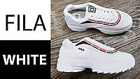 Fila Disruptor кроссовки Белые с полосой на высокой подошве демисезон