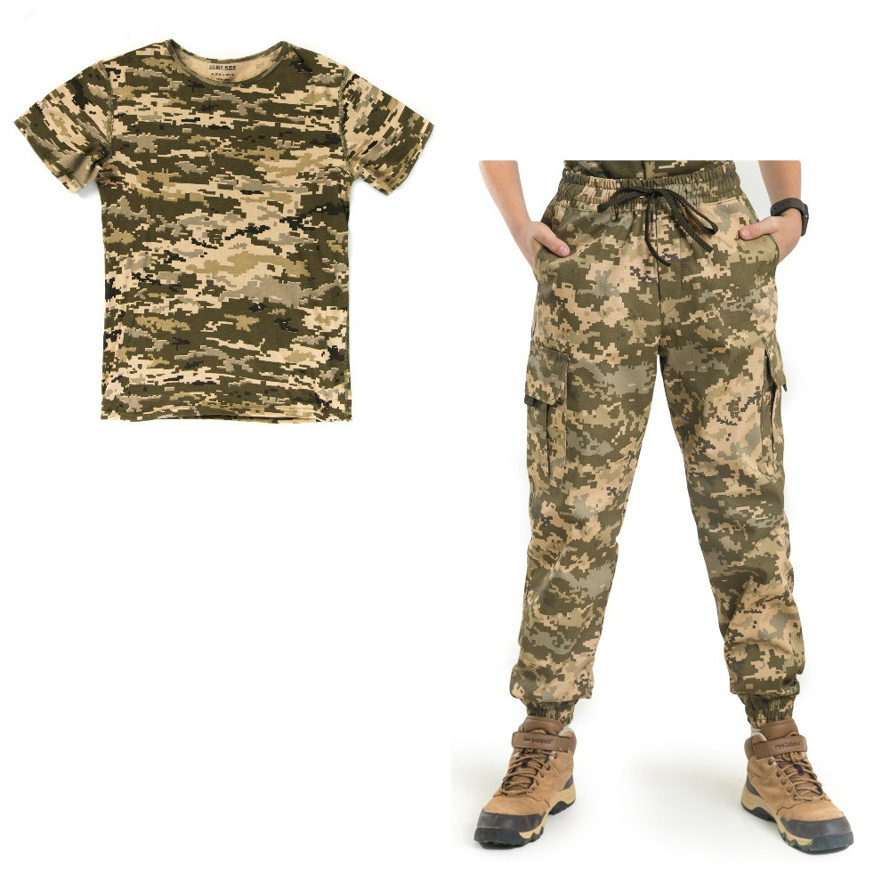 Дитячий камуфляж комплект футболка штани ARMY KIDS Скаут Піксель