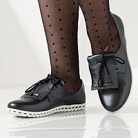 Жіночі шкіряні спортивні туфлі на шнурках, темно-сірі, 36 розмір (23.5)