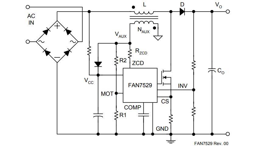 FAN7529, PFC контролер живлення, SOP8