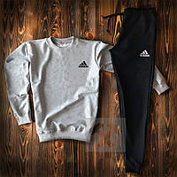 Чоловічий спортивний костюм Adidas сірий з чорним (люкс) XS