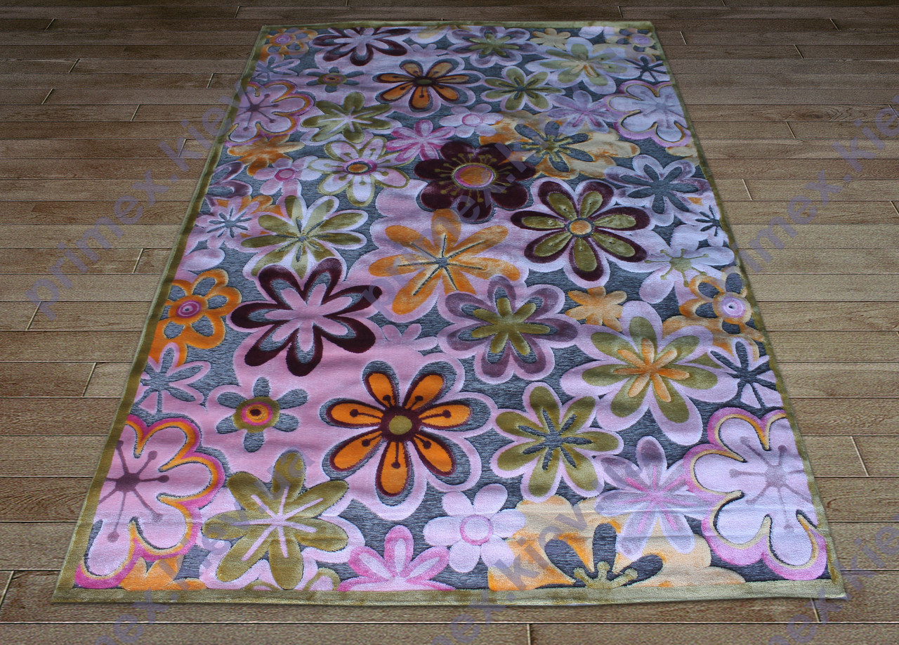 Акриловий рельєфний килим Bonita (Туреччина) ромашки яскравий