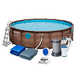 Bestway 56725 каркасний басейн 488 х 122 см, фільтр-насос 5678л/ч, сходи, тент, фото 5