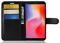 Кожаный чехол-книжка для Xiaomi Redmi 6 белый, фото 2