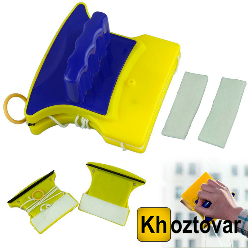 Магнітна щітка для двостороннього миття скла Double-Sided Glass Cleaner, фото 1