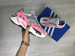 Модні жіночі кросівки Adidas x Yeezy Boost 700 Gray/Pink (репліка), фото 2