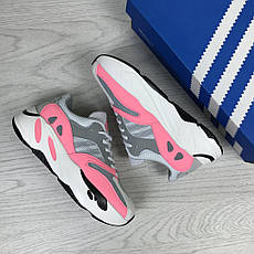Модні жіночі кросівки Adidas x Yeezy Boost 700 Gray/Pink (репліка), фото 3