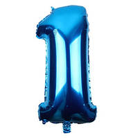 Шар цифра 1 блакитна на день народження -  довжина 70см, (без гелію), фольга
