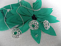 Комплект украшений Роза плетение покрытие серебро