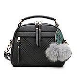 Жіноча сумочка напівкругла червона з блискавками, фото 3