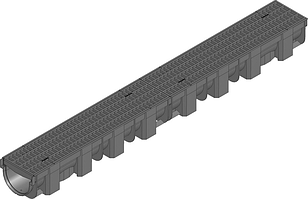 Жолоб HAURATON TOP Х (119 х 89 х 1000), PE-PP (чорний) з решіткою PP -copo прямокут. отвір (MW 8/21), кл. CAR TRAFFIC, 1 м.п.