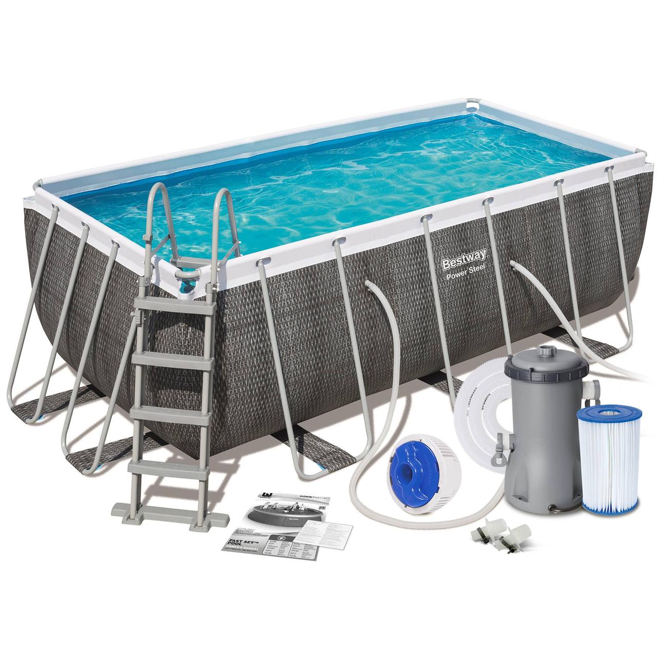 Bestway 56722 каркасний басейн 412 х 201 х 122 см, ф-р насос, дозатор, сходи, фото 1