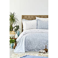 Набор постельное белье с покрывалом Karaca Home - Mariposa gri 2019-1 серый евро