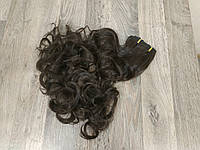 Волосы на заколках темный каштановый №4 Трессы волнистые термостойкие на клипсах коричневые набор 6 прядей