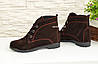 Черевики жіночі коричневі замшеві на низькому ходу, фото 2