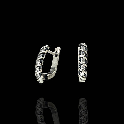 Срібні сережки з прозорим фианитом, 10 каменів, фото 2