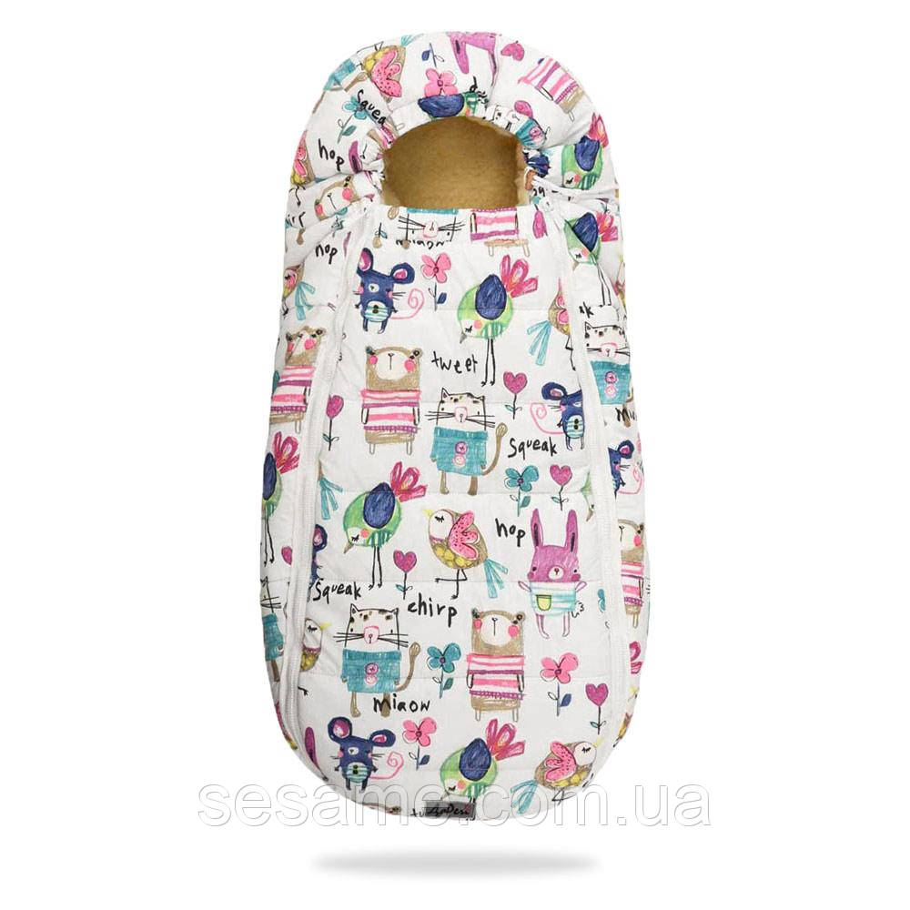 Конверт-Кокон на овчине Baby XS ДоРечі Рисунки на Белом фоне