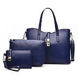 Набір жіночих сумок білий 3в1 з екошкіри, фото 4