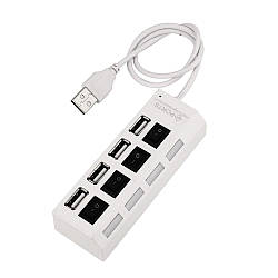 Концентратор USB HUB хаб HI-SPEED 4SW на 4 порти з вимикачами White