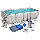 Басейн Bestway 56670 каркасний 488 х244 х122 фільтр-насос, сходи, тент, фото 7