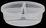 Пластиковий круглий потрійний контейнер (лоток) 1.25 л "Менажниця" з жорсткою кришкою (різні кольори кришки), фото 3
