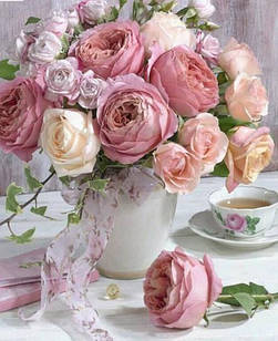 Алмазна вишивка, букет троянд 30х40 см, квадратні стрази, повна викладка