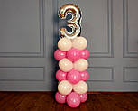 Композиція з повітряних кульок "Стійка з цифрою "3" Насос у комплекті, фото 5