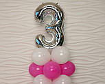 Композиція з повітряних кульок "Стійка з цифрою "3" Насос у комплекті, фото 7