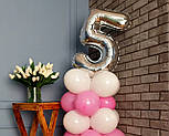 Композиція з повітряних кульок "Стійка з цифрою "5" Насос у комплекті, фото 4
