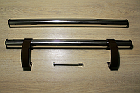 Ручка офисная дверная "Труба" нержавеющая + коричневый кронштейн, 500мм, комплект