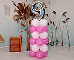 Композиція з повітряних кульок "Стійка з цифрою "9" (біло-рожева), фото 7