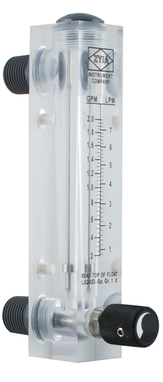 Ротаметр для воды (1-7 л/мин) панельный 1/2" с регулятором потока - фото 2 - id-p624357332