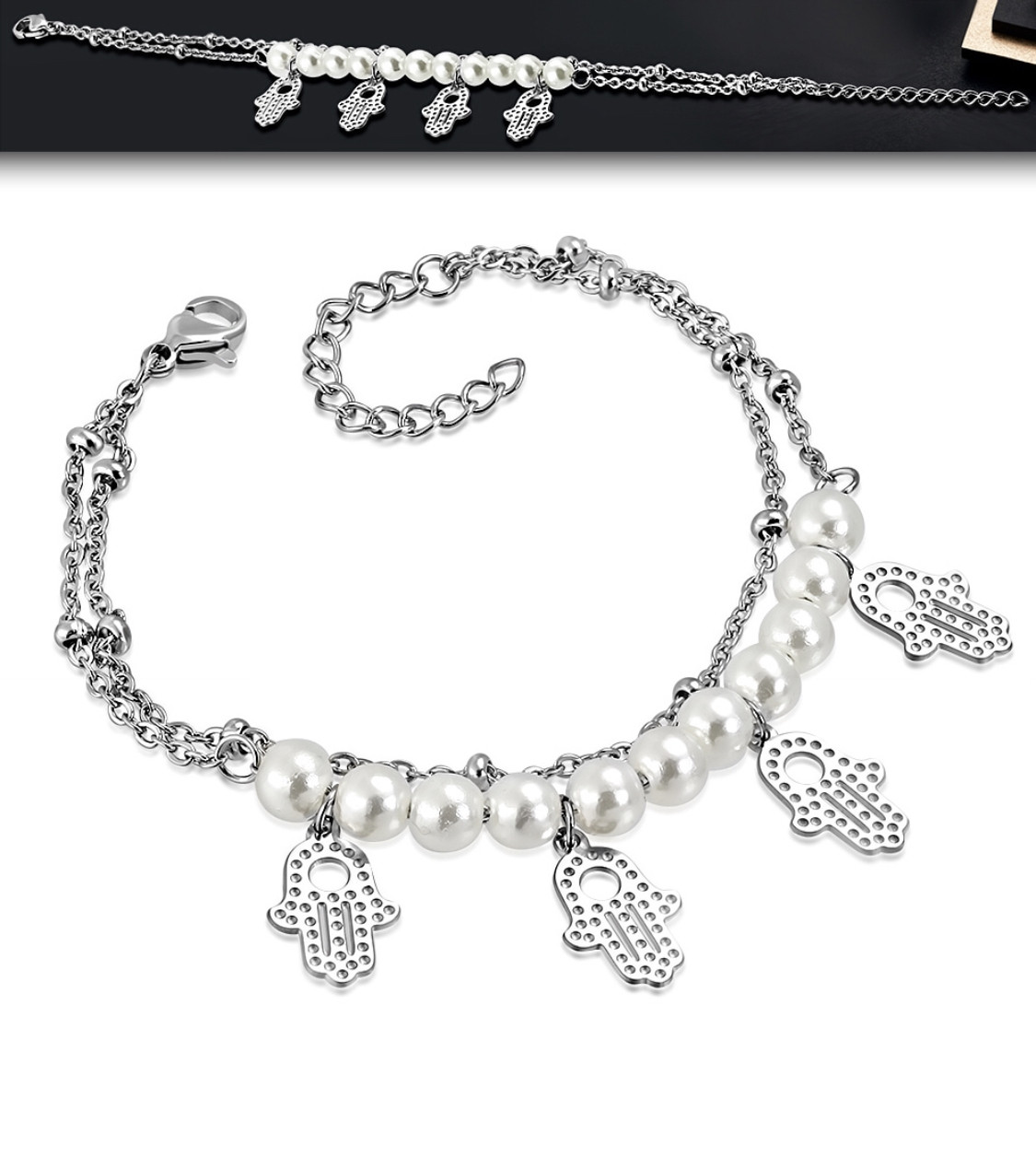 Браслет з перлами "Рука Фатіми", фото 1