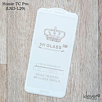 Захисне скло Full Glue для Honor 7C Pro (LND-L29) (5,99") (white) (клеїться всією поверхнею)