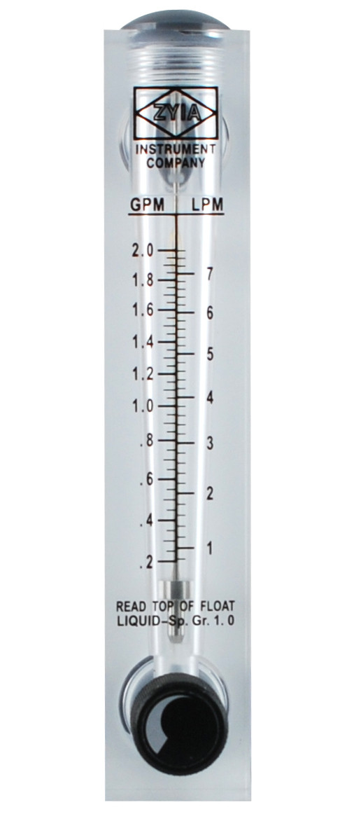 Ротаметр для воды (1-7 л/мин) панельный 1/2" с регулятором потока - фото 1 - id-p624357332