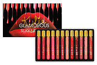 Набор жидких матовых помад Kylie Glamorous silky lipgloss (12 шт.) (примятая упаковка)